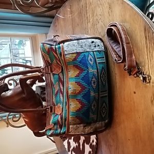 🤠Myra Foxy Messenger Canvas Leather Hair on Crossbody Bag🐃